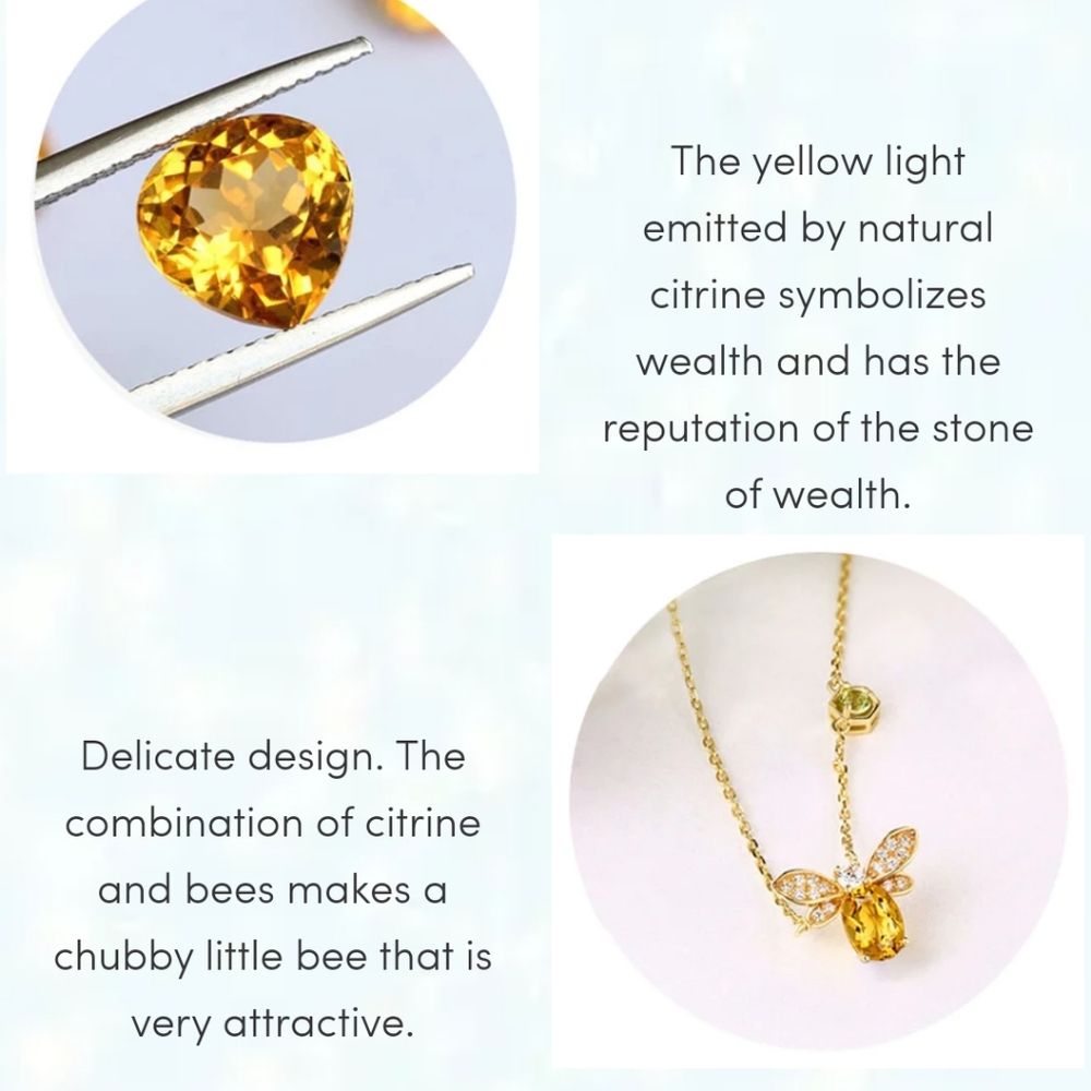 Queen Bee Citrine & Peridot 18K Gold Plated Silver Adjustable Charm Bracelet - Picture 5 of 5